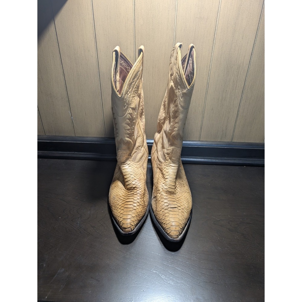 S9 Tony Lama Tan Snakeskin Boots 11 D